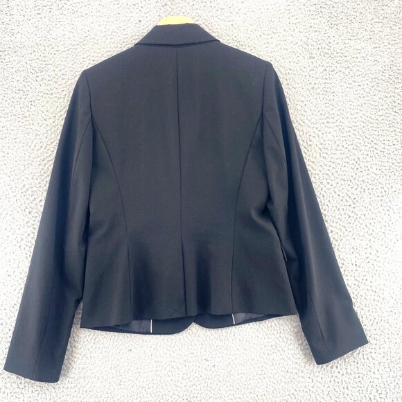 Calvin Klein Blazer Womens 4 Black Peak Lapel Button Up Pockets Office Career - Picture 3 of 9